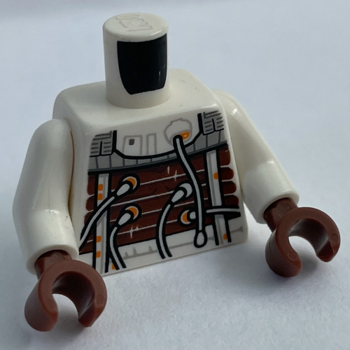 Combinaison torse, Tuyaux, Gilet noir (Costume de débardeur Bacta) motif imprimé, bras blancs, mains brun rougeâtre (Torso Jumpsuit, Hoses, Black Vest (Bacta Tank Suit) Print, White Arms, Reddish Brown Hands)
