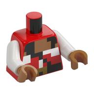 Torse, chemise pirate pixelisée, col blanc, sangle noire, motif imprimé ceinture or, bras blancs, mains nougat moyen (Torso, Pixelated Pirate Shirt, White Collar, Black Strap, Gold Belt Buckle Print, White Arms, Medium Nougat Hands)