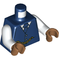 Gilet torse, cravate bleu foncé, chemise blanche, chaîne de montre de poche motif imprimé, bras blancs, mains nougat moyen (Torso Vest, Dark Blue Tie, White Shirt, Pocket Watch Chain Print, White Arms, Medium Nougat Hands)