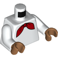 Torse rouge nœud papillon / motif imprimé écharpe, bras blancs, mains nougat moyen (Torso Red Bow Tie/Scarf Print, White Arms, Medium Nougat Hands)
