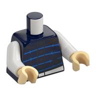 Torse, Gilet, rayures d'azur foncé, motif imprimé ceinture blanche, bras blancs, mains beiges (Torso, Vest, Dark Azure Stripes, White Belt Print, White Arms, Tan Hands)