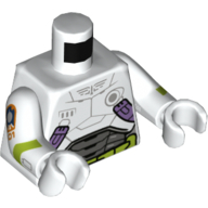 Torse, combinaison spatiale, panneaux gris bleuté foncé, motif imprimé ceinture utilitaire vert citron, bras et mains blancs (vertigineux hawthorne) avec bande de vert citron et panneau de contrôle (Torso, Spacesuit, Dark Bluish Gray Panels, Lime Utility Belt Print, (Izzy Hawthorne) White Arms and Hands with Lime Stripe and Control Panels Print)