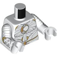 Torse, enveloppes gris clair bleuté, crête dorée, motif imprimé ceinture, bras et mains blancs (Torso, Light Bluish Grey Wrappings, Gold Crest, Belt Print, White Arms and Hands)