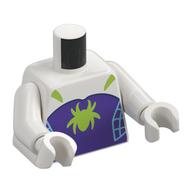 Visuel indicatif Rebrickable de Torse, combinaison, poitrine violet foncé, toiles bleues, motif imprimé vert citron fantôme araignée, bras et mains blancs (Torso, Jumpsuit, Dark Purple Chest, Blue Webs, Lime Ghost Spider Logo Print, White Arms and Hands)