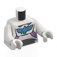 Torse, Armure de costume spatial, Faucon Azur foncé, Lavande/gris foncé Marquages motif imprimé, bras et mains blancs (Torso, Space Suit Armor, Dark Azure Falcon, Lavender/Dark Bluish Grey Markings Print, White Arms and Hands)