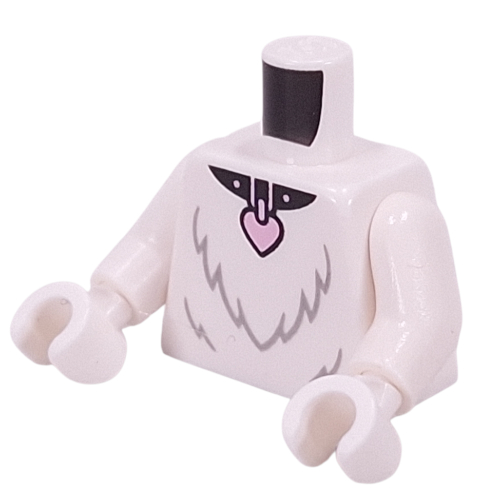 Visuel indicatif Rebrickable de Torse, Fourrure, cœur rose vif Pendentif imprimé, bras et mains blancs (Torso, Fur, Bright Pink Heart Pendant Print, White Arms and Hands)