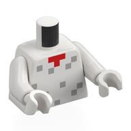 Visuel indicatif Rebrickable de Torse, carrés gris bleuté clair, motif imprimé cravate rouge pixellisé, bras et mains blancs (Torso, Light Bluish Grey Squares, Pixelated Red Tie Print, White Arms and Hands)