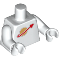Torse, espace classique logo motif imprimé, bras et mains blancs (Torso, Classic Space Logo Print, White Arms and Hands)