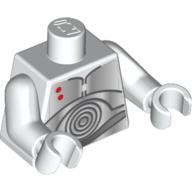 Torse, droïde avec panneaux, cercles concentriques et motif imprimé 2 points rouges (K-3PO) Bras et mains blancs (Torso, Droid with Panels, Concentric Circles and 2 Red Spots Print (K-3PO) White Arms and Hands)
