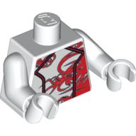 Visuel indicatif Rebrickable de Torse, Veste de course avec motif imprimé rouge Dragon, bras et mains blancs (Torso, Racing Jacket with Red Dragon Print, White Arms and Hands)