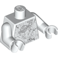 Torse, logo de l'espace classique avec marbrure et motifs imprimés de fissures, bras et mains blancs (Torso, Classic Space Logo with Marbling and Cracks Print, White Arms and Hands)