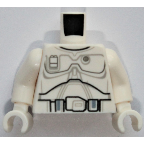 Torse, armure plaque et motif imprimé ceinture (Boba Fett), bras et mains blancs (Torso, Armor Plate and Belt Print (Boba Fett), White Arms and Hands)