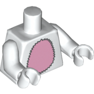 Visuel indicatif Rebrickable de Torse, costume de lapin avec motif imprimé ventre / queue rose vif, bras et mains blancs (Torso, Bunny Suit with Bright Pink Tummy / Tail Print, White Arms and Hands)