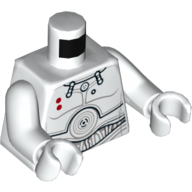 Torse, armure avec plaques avec cercles concentriques, fils et 2 points rouges motif imprimé, bras et mains blancs (Torso, Armor with Plates with Concentric Circles, Wires, and 2 Red Dots Print, White Arms and Hands)