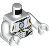 Visuel indicatif Rebrickable de Torse, armure avec cercle bleu clair / motif imprimé 2 cercles d'or, bras et mains blancs (Torso, Armor with Light Blue Circle / 2 Gold Circles Print, White Arms and Hands)