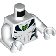 Torse, Muscles, rayures de tigre noir, motif imprimé tête de tigre vert, bras et mains blancs (Torso, Muscles, Black Tiger Stripes, Green Tiger Head Print, White Arms and Hands)
