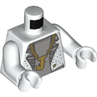 Torse, smoking, chaîne en or avec motif imprimé 'J' (Joker), bras et mains blancs (Torso, Tuxedo, Gold Chain with 'J' Print (Joker), White Arms and Hands)