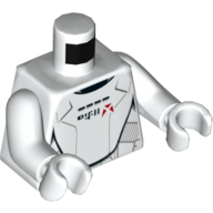 Visuel indicatif Rebrickable de Torse, armure avec marquages rouges et caractères noirs imprimé (Jet Trooper), bras et mains blancs (Torso, Armor with Red Markings and Black Characters Print (Jet Trooper), White Arms and Hands)