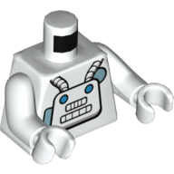 Visuel indicatif Rebrickable de Torse, costume d'astronaute, tuyaux, panneau de contrôle imprimé, bras et mains blancs (Torso, Astronaut Suit, Hoses, Control Panel Print, White Arms and Hands)
