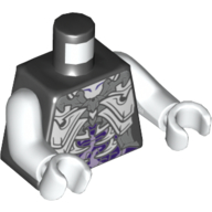 Torse, armure, os blancs, motif imprimé estomac violet foncé et lavande, bras et mains blancs (Torso, Armor, White Bones, Dark Purple and Lavender Stomach Print, White Arms and Hands)