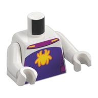 Visuel indicatif Rebrickable de Torse, poitrine violet foncé, logo fantôme jaune imprimé, bras et mains blancs (Torso, Dark Purple Chest, Yellow Ghost-Spider Logo Print, White Arms and Hands)