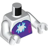 Visuel indicatif Rebrickable de Torse, combinaison, poitrine violet foncé, toiles rose foncé, logo d'araignée fantôme blanc imprimé, bras et mains blancs (Torso, Jumpsuit, Dark Purple Chest, Dark Pink Webs, White Ghost Spider Logo Print, White Arms and Hands)
