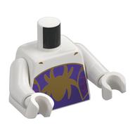 Visuel indicatif Rebrickable de Torse, araignée d'or sur fond violet foncé, toiles imprimées, bras et mains blancs (Torso, Gold Spider on Dark Purple Field, Webs Print, White Arms and Hands)