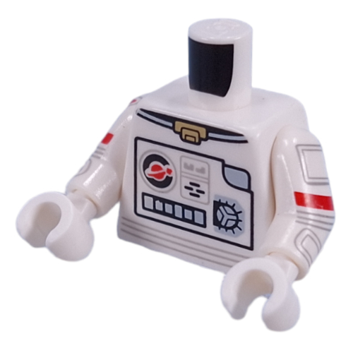 Torse, combinaison spatiale pour astronaute, logo spatial classique imprimé, bras et mains blancs (Torso, Astronaut Space Suit, Classic Space Logo Print, White Arms and Hands)
