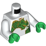 Torse, corps, Motif imprimé Dragon Vert, bras blancs, mains vertes (Torso, Bodysuit, Green Dragon Print, White Arms, Green Hands)