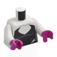 Combinaison torse, imprimé panneaux noirs (araignée fille/Gwen), bras blancs, mains magenta (Torso Jumpsuit, Black Panels Print (Spider Girl/Gwen), White Arms, Magenta Hands)
