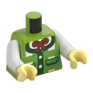 Torse, chemise à carreaux blanc/vert clair, garniture vert foncé, motif imprimé rouge arc, bras blancs, mains jaune clair vif (Torso, Whites/Bright Green Plaid Shirt, Dark Green Trim, Red Bow Print, White Arms, Bright Light Yellow Hands)