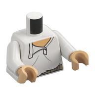 Visuel indicatif Rebrickable de Torse, chemise blanche, col ouvert, motif : ceinture beige foncé, bras blancs, mains beige chaud (Torso, White Shirt, Open Collar, Dark Tan Belt Print, White Arms, Warm Tan Hands)