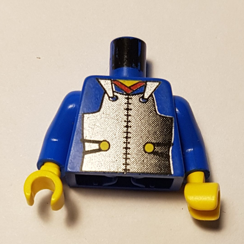 Torse, Armure plaque, Col rouge imprimé (Samouraï), bras bleus, mains jaunes (Torso, Armor Plate, Red Collar Print (Samurai), Blue Arms, Yellow Hands)