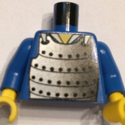 Visuel indicatif Rebrickable de Torse, Armure plaque Poitrine plaque motif imprimé, bras bleus, mains jaunes (Torso, Armor Plate Mail Chest Plate Print, Blue Arms, Yellow Hands)