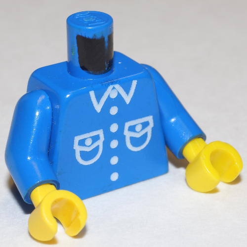 Torse, chemise, poche plaquée imprimé, bras bleus, mains jaunes (Torso, Shirt, Patch Pocket Print, Blue Arms, Yellow Hands)