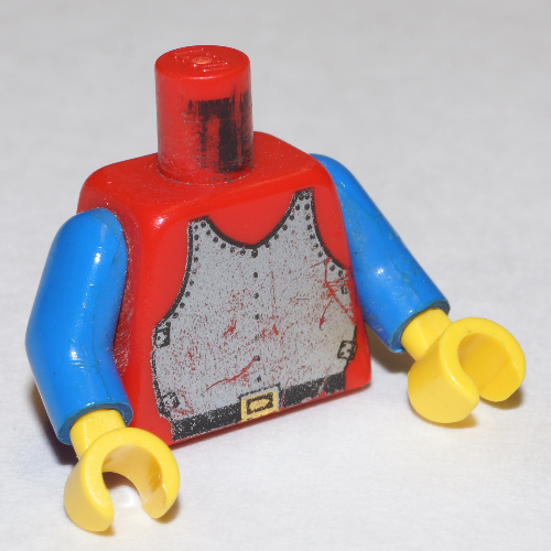 Torse, armure, plastron imprimé, bras bleus, mains jaunes (Torso, Armor, Breastplate Print, Blue Arms, Yellow Hands)