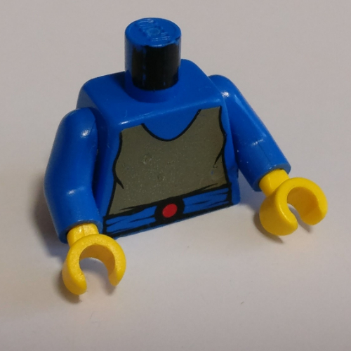 Visuel indicatif Rebrickable de Torse, tunique, gris foncé, ceinture bleue avec motif imprimé boucle rouge (Padme), bras bleus, mains jaunes (Torso, Tunic, Dark Gray, Blue Belt with Red Buckle Print (Padme), Blue Arms, Yellow Hands)