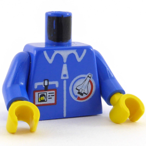 Torse, veste, logo de commande de lancement, fermeture à glissière et badge d'identité imprimé, bras bleus, mains jaunes (Torso, Jacket, Launch Command Logo, Zipper and ID Badge Print, Blue Arms, Yellow Hands)