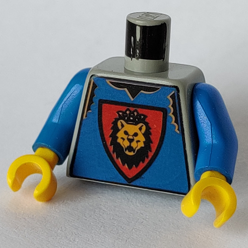Visuel indicatif Rebrickable de Torse, gilet, bouclier et Lion motif imprimé tête, bras bleus, mains jaunes (Torso, Vest, Shield and Lion Head Print, Blue Arms, Yellow Hands)