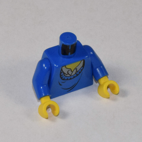 Visuel indicatif Rebrickable de Torse, pull avec col chemise et motif imprimé col jaune, bras bleus, mains jaunes (Torso, Sweater with Shirt Collar and Yellow Neck Print, Blue Arms, Yellow Hands)