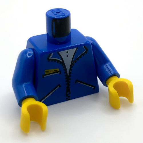 Torse, Veste avec fermeture éclair et 3 poches motif imprimé, bras bleus, mains jaunes (Torso, Jacket with Zipper and 3 Pockets Print, Blue Arms, Yellow Hands)
