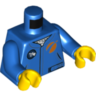 Visuel indicatif Rebrickable de Torse, veste, fermeture éclair, mars exploration logo motif imprimé, bras bleus, mains jaunes (Torso, Jacket, Zipper, Mars Exploration Logo Print, Blue Arms, Yellow Hands)