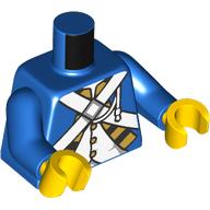 Torse, Veste, Croix blanche sangles motif imprimé (Soldat Bluecoat), bras bleus, Mains jaunes - Nouvelle version (Torso, Jacket, White Cross Straps Print (Bluecoat Soldier), Blue Arms, Yellow Hands - New Version)
