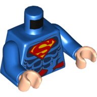 Visuel indicatif Rebrickable de Muscles de torse avec des reflets bleu foncé, ceinture rouge, rouge et jaune Superman 'S' Logo imprimé, bras bleus, mains nougat clair (Torso Muscles with Dark Blue Highlights, Red Belt, Red and Yellow Superman 'S' Logo Print, Blue Arms, Light Nougat Hands)