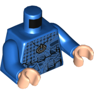 Visuel indicatif Rebrickable de Pull en couches de torse avec motif imprimé bleu foncé, bras bleus, mains nougat clair (Torso Layered Sweater with Dark Blue Design Print, Blue Arms, Light Nougat Hands)
