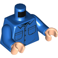 Visuel indicatif Rebrickable de Torse chemise, poches, imprimé, bras bleus, mains nougat clair (Torso Shirt, Pockets, Print, Blue Arms, Light Nougat Hands)