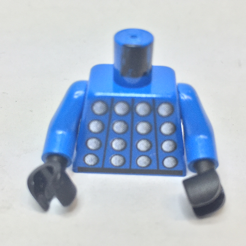 Visuel indicatif Rebrickable de Maillot de foot torse, armure cloutée / '1' sur motif imprimé dos, bras bleus, mains noires (Torso Soccer Jersey, Studded Armor / '1' on Back Print, Blue Arms, Black Hands)
