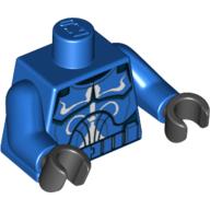 Visuel indicatif Rebrickable de Soldat clone d'armure de torse avec des marques blanches de capitaine de commando de sénat imprimées, bras bleus, mains noires (Torso Armor Clone Trooper with White Senate Commando Captain Markings Print, Blue Arms, Black Hands)