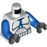 Armure de torse avec bleu 501st Legion Marquages imprimé (guerres des clones), bras bleus, mains noires (Torso Armor with Blue 501st Legion Markings Print (Clone Wars), Blue Arms, Black Hands)
