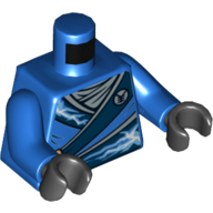 Robe de torse avec boucles en argent et emblème de puissance de la foudre motif imprimé, bras bleus, mains noires (Torso Robe with Silver Buckles and Lightning Power Emblem Print, Blue Arms, Black Hands)